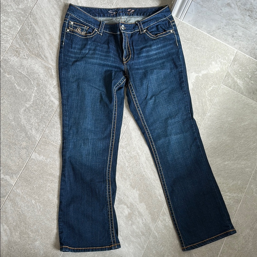 Seven7 Blue Boot Cut Jeans with Classic Indigo Wash